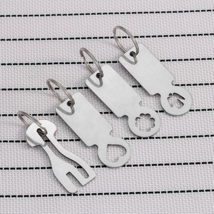 Stainless Steel Supermarket Shopping Trolley Token Keyring Hollow Heart Angel Clover Pattern Metal Key Chain Utility Keyholder
