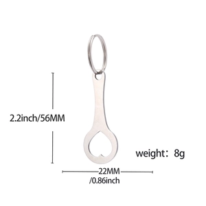 Detailed size specifications for the stainless steel trolley token keychain opener