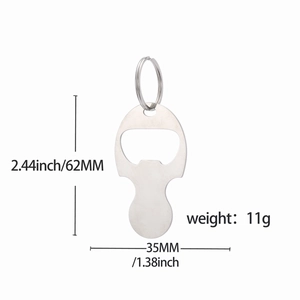 Stainless steel shopping trolley token keychain with dimensions 62x35mm and 11g weight