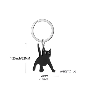 Portachiavi gatto nero creativo in acciaio inossidabile con design cartone per zaino
