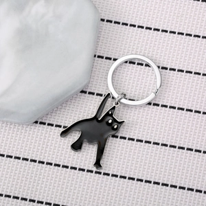 Portachiavi creativo con gatto nero dei cartoni animati in acciaio inossidabile