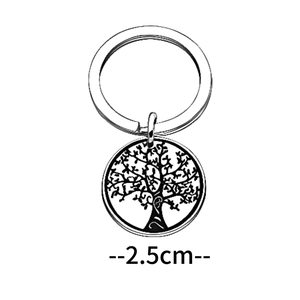 Portachiavi Albero della Vita in acciaio inossidabile con incisione laser, ciondolo da 2,5 cm