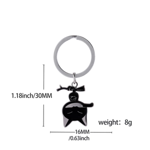 Cartoon black cat holding knife stainless steel keychain charm for backpacks