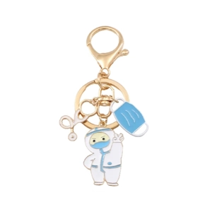 Mignon Porte-clés en Métal Docteur Infirmière Dessin Animé Pendentif Ange Avec Stéthoscope Masque Seringue Cœur Cadeau