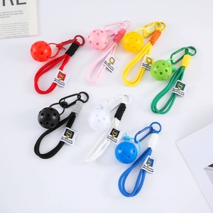 Set di mini portachiavi da pickleball colorati con corda intrecciata e moschettoni in 7 colori