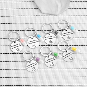 Stainless steel pill keychains with motivational No difficulty can make you fail engraving