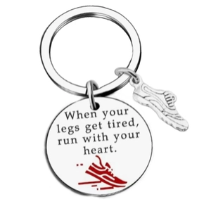 Inspirational Stainless Steel Running Shoe Keychain When Your Legs Get Tired Run With Your Heart Motivational Gift Bag Charm