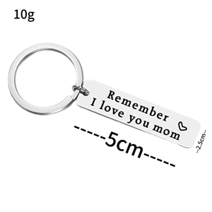 Porte-clés en acier inoxydable avec gravure Remember I love you mom pour la fête des mères