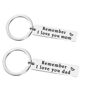 Porte-Clés en Acier Inoxydable Avec Pendentif Gravé Remember I Love You Cœur Porte-Clés Métal Pour Fête des Mères Pères