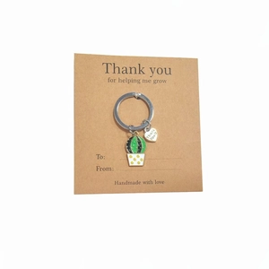 Portachiavi a cactus con ciondolo a cuore Thank You e biglietto per regalo di ringraziamento