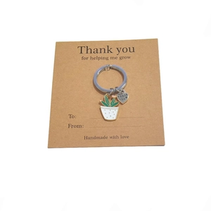 Portachiavi cactus con ciondolo a cuore Thank You e biglietto regalo in carta kraft