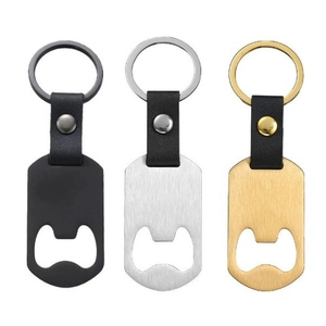 Stainless Steel Bottle Opener Keychain With PU Leather Strap Minimalist Metal Key Ring For Men Women Car Key Accessory