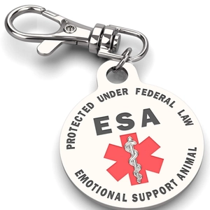 Stainless Steel Service Dog Medical Alert Keychain ESA Protected Under Federal Law Emotional Support Animal ID Tag