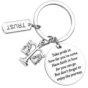 Stainless Steel Keychain For Lawyer Graduation Gift Inspirational Quote Scale Of Justice Trust Enjoy The Journey Key Ring