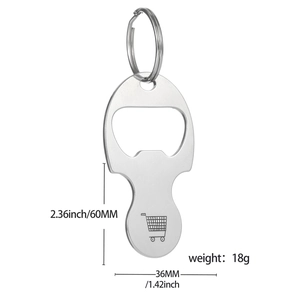 Detailed view of silver trolley token keychain with dimensions 60mm by 36mm and weight 18g