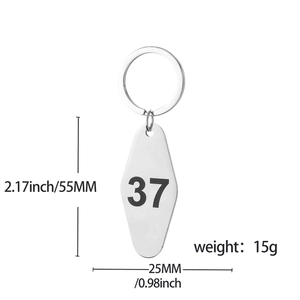 Detailed size and weight view of a stainless steel diamond shaped number 37 keychain