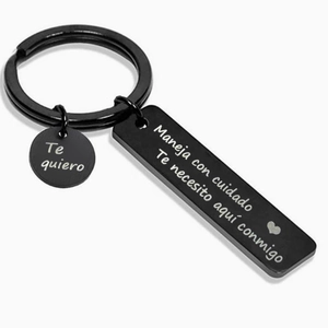 Spanischer Schlüsselanhänger aus schwarzem Edelstahl für Ehemann oder Freund Geschenk