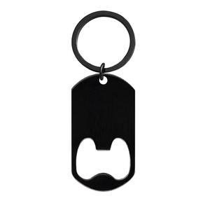 Minimalist black brushed stainless steel beer bottle opener keychain for men