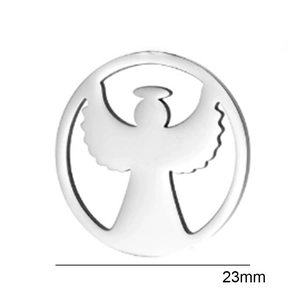 Ciondolo angelo da 23mm in acciaio inossidabile con design a cerchio traforato