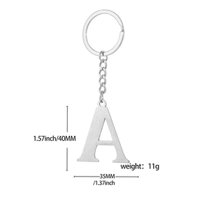 Polished stainless steel letter A keychain pendant with brushed metal finish for keys