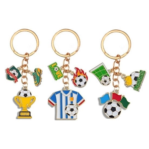Fußball Thema Metall Schlüsselanhänger Gold Legierung Fußball Trikot Trophäe Fußballschuh Schlüsselring Für Sportfans Party Geschenk