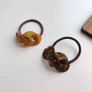 French Style Acetate Twist Knot Hair Tie Retro Minimalist Resin Elastic Scrunchie Checkerboard Tortoiseshell Hair Band Women