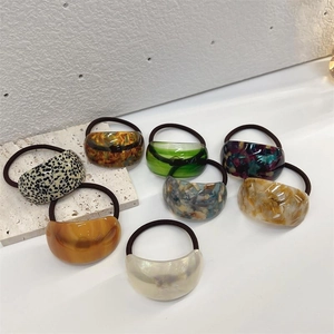 Elegant Acrylic Marble Pattern Hair Tie For Women Simple High Elasticity Rubber Band Ponytail Hair Rope Hair Accessories