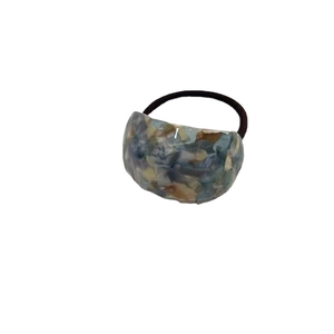 Elegant marble pattern acetate hair tie with high elastic black rubber band for women