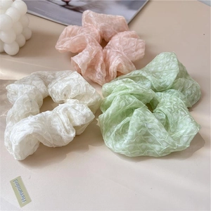 Chouchou En Tissu Plissé Couleur Bonbon Douce Texture Bulle À Pois Pour Femmes Filles Accessoires Cheveux Esthétiques