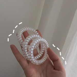 Irisierende Laser Spirale Telefonkabel Haargummis Für Damen Minimalistische Elastische Perlmutt Haarbänder Mode Haarschmuck Einfaches Styling Kopfschmuck