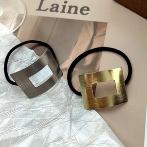 Elastico per Capelli Geometrico in Metallo Spazzolato Minimalista Supporto per Coda di Cavallo ad Alta Elasticità Stile Coreano Oro Argento Accessori Donna