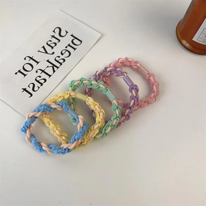 Braided High Elastic Hair Ties Set Women Macaron Color Twist Ponytail Holder Simple Durable Fabric Hair Bands Jewelry