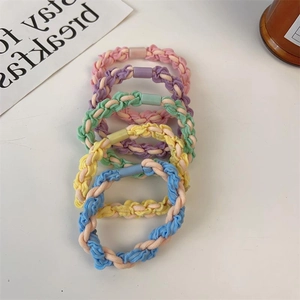 Five-piece set of woven macaron hair ties with durable high-elasticity braided design