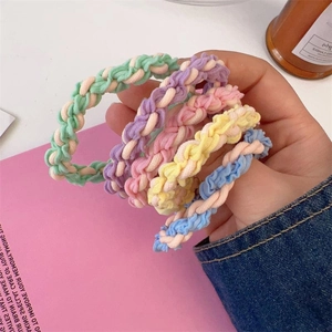 Five-pack of colorful high-elastic braided hair ties in macaron colors for women
