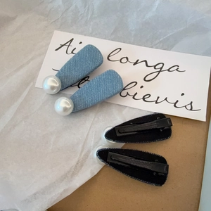 Barrettes à cheveux en denim bleu clair avec perles pour la mode féminine printemps