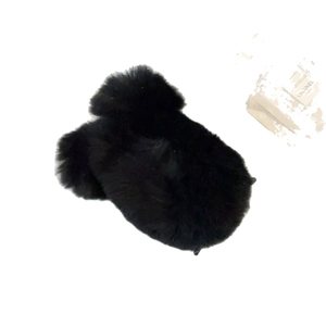 Cute black plush square hair claw clip for women featuring soft faux fur and animal ear shape