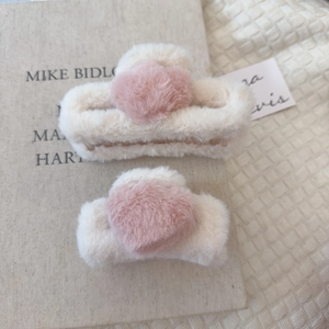 Simpatica Molla per Capelli a Cuore in Peluche Autunno Inverno in Pelliccia Sintetica Misura Grande Piccola Accessori Donna