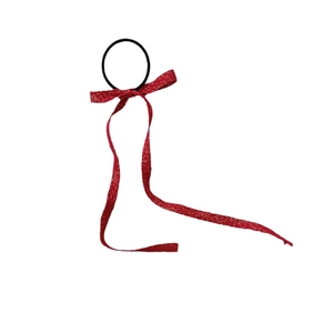 Nœud à cheveux rouge pailleté avec longs rubans pour une coiffure élégante