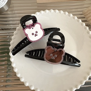 Carino Pinza per Capelli con Orso Glitterato Grande Pinza in Acrilico per Donna Acconciatura Posteriore Semplici Accessori per Capelli Fatti a Mano