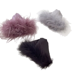 French style fluffy feather hair claw clips in purple, grey and black sets for women