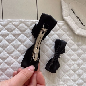 Lot de jolies barrettes nœuds en satin noir comprenant une pince à ressort et une pince bec