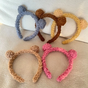 Cute Plush Bear Ear Headband Lamb Wool Fleece Hair Band For Women Girls Face Wash Makeup Mask Soft Animal Hair Accessory