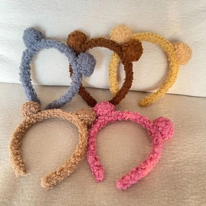 Teddy fleece bear ear headbands in six assorted colors for skincare and daily wear