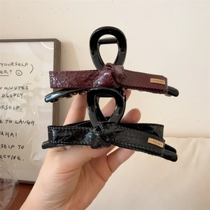 Elegante Pinza per Capelli con Fiocco in Ecopelle Donna Grande Artiglio in Resina Forcina di Lusso Accessorio per Capelli