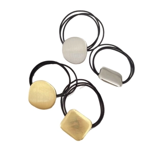 Minimalist matte metal brushed geometric hair ties set in gold and silver finish