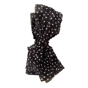 French polka dot bow hair clip for women with classic black and white chiffon fabric