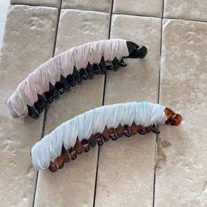 Elegant Banana Hair Clip Fabric Wrapped Floral Pattern Non Slip Tooth Grip Large Hair Styling Accessory For Women Daily