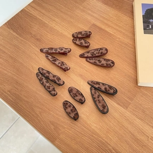 Vintage Leopard Print Faux Fur Hair Clips For Women Girl Alloy Plush Side Fringe Clips Oval Wave Hair Barrettes Accessories