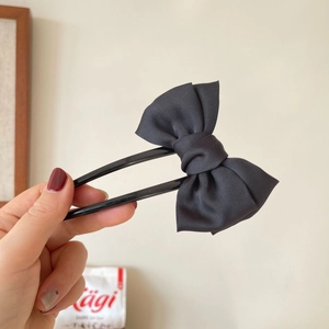 Elegant black satin bow U-shaped hair fork pin for traditional Hanfu or daily hairstyle