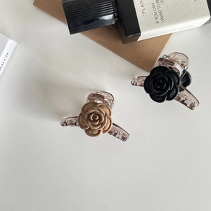 Pinza per Capelli a Forma di Fiore di Camelia e Rosa Stile Coreano Elegante Clip in Acrilico Opaco per Donna Ragazza